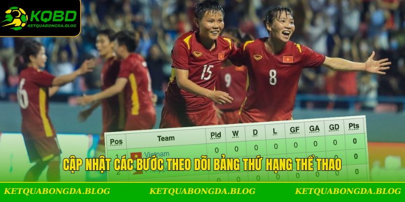 Cập nhật các bước theo dõi bảng thứ hạng thể thao